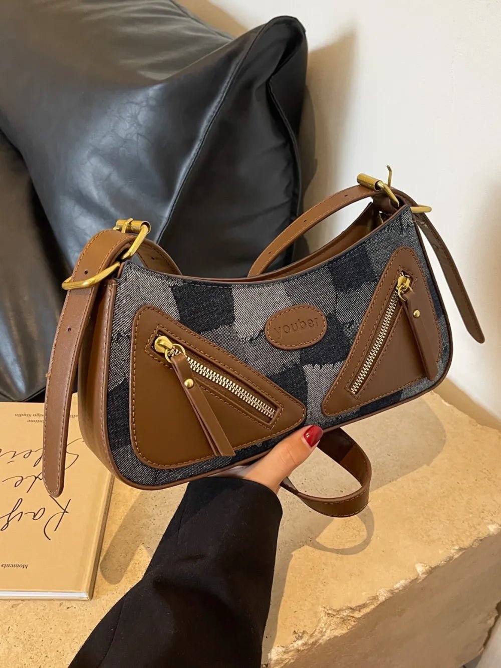 Plaid Adjustable Strap Shoulder BagBag