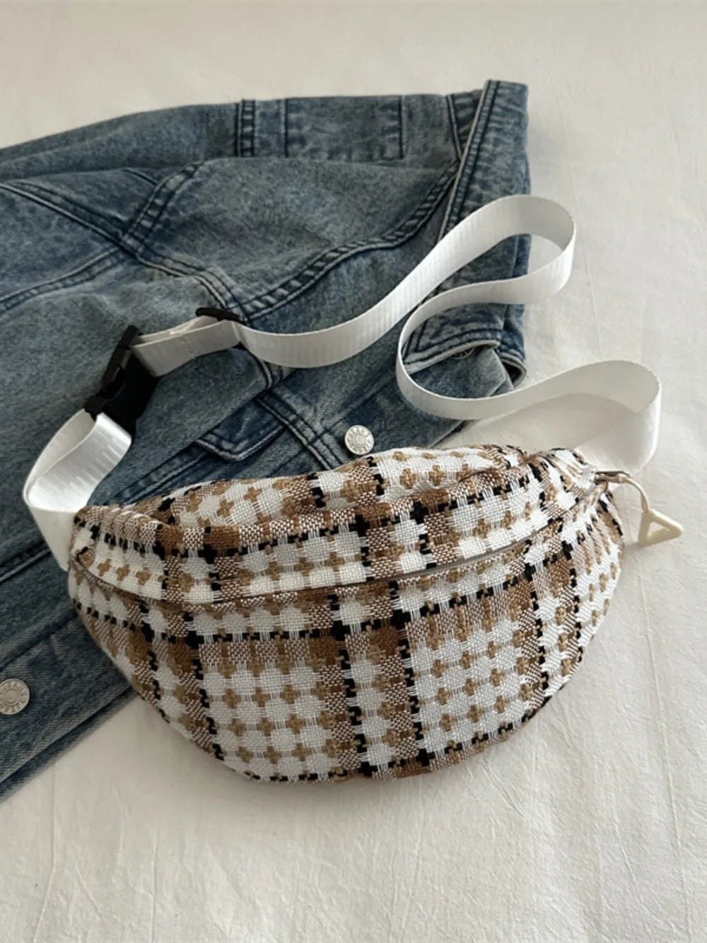 Plaid Wide Strap Crossbody BagBag