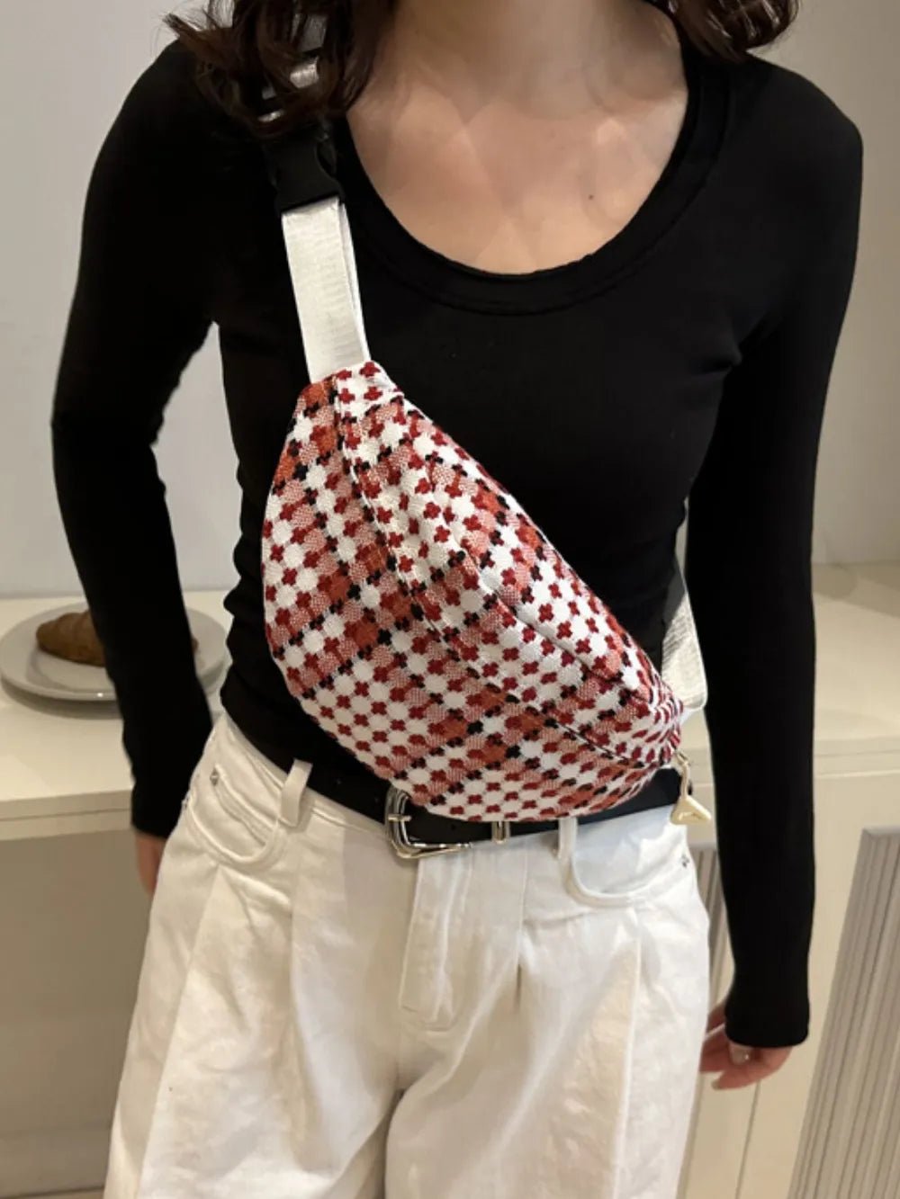 Plaid Wide Strap Crossbody BagBag