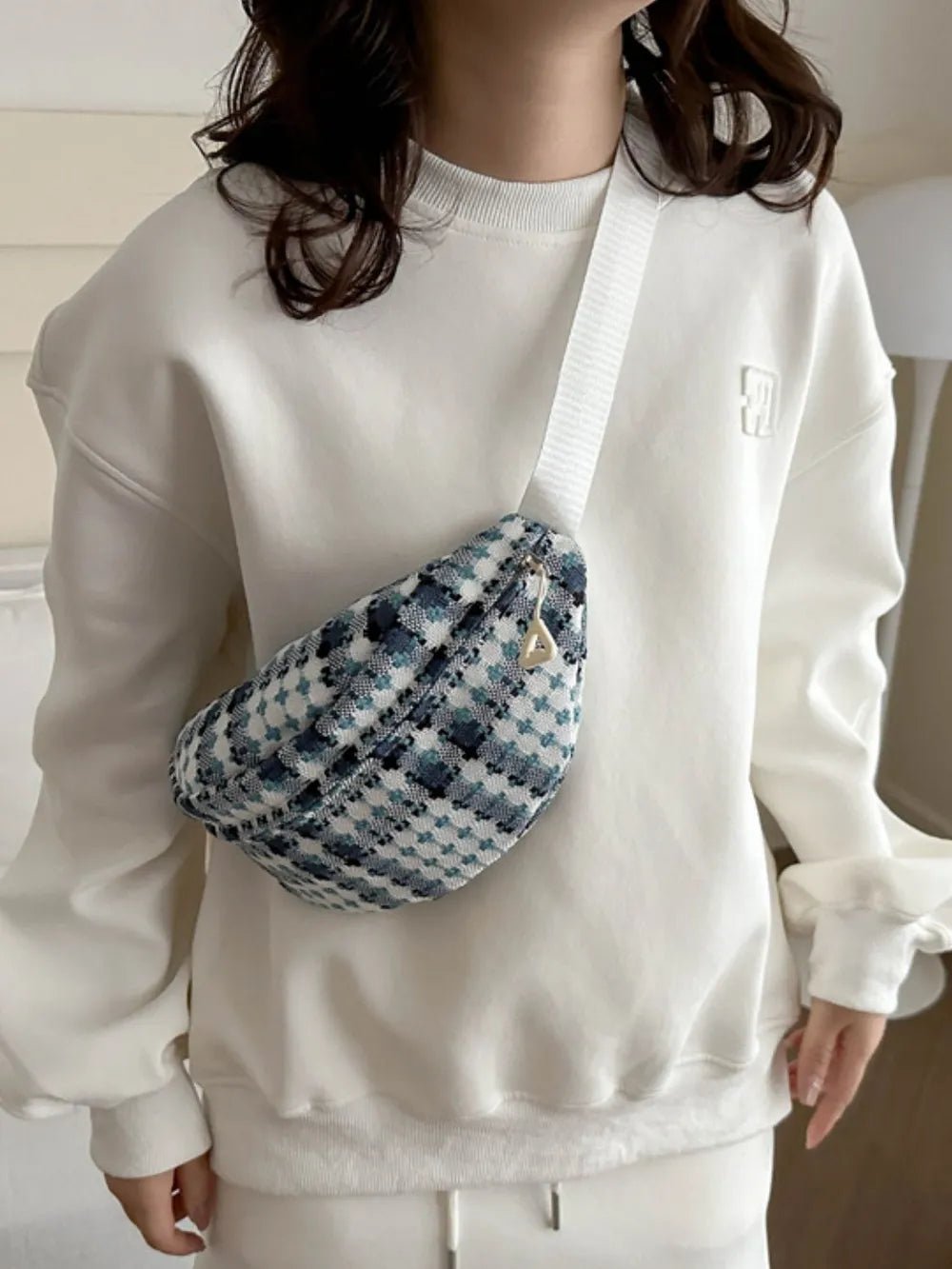 Plaid Wide Strap Crossbody BagBag