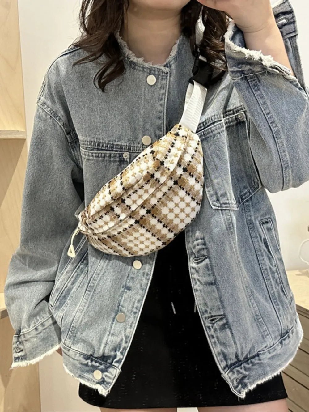 Plaid Wide Strap Crossbody BagBag