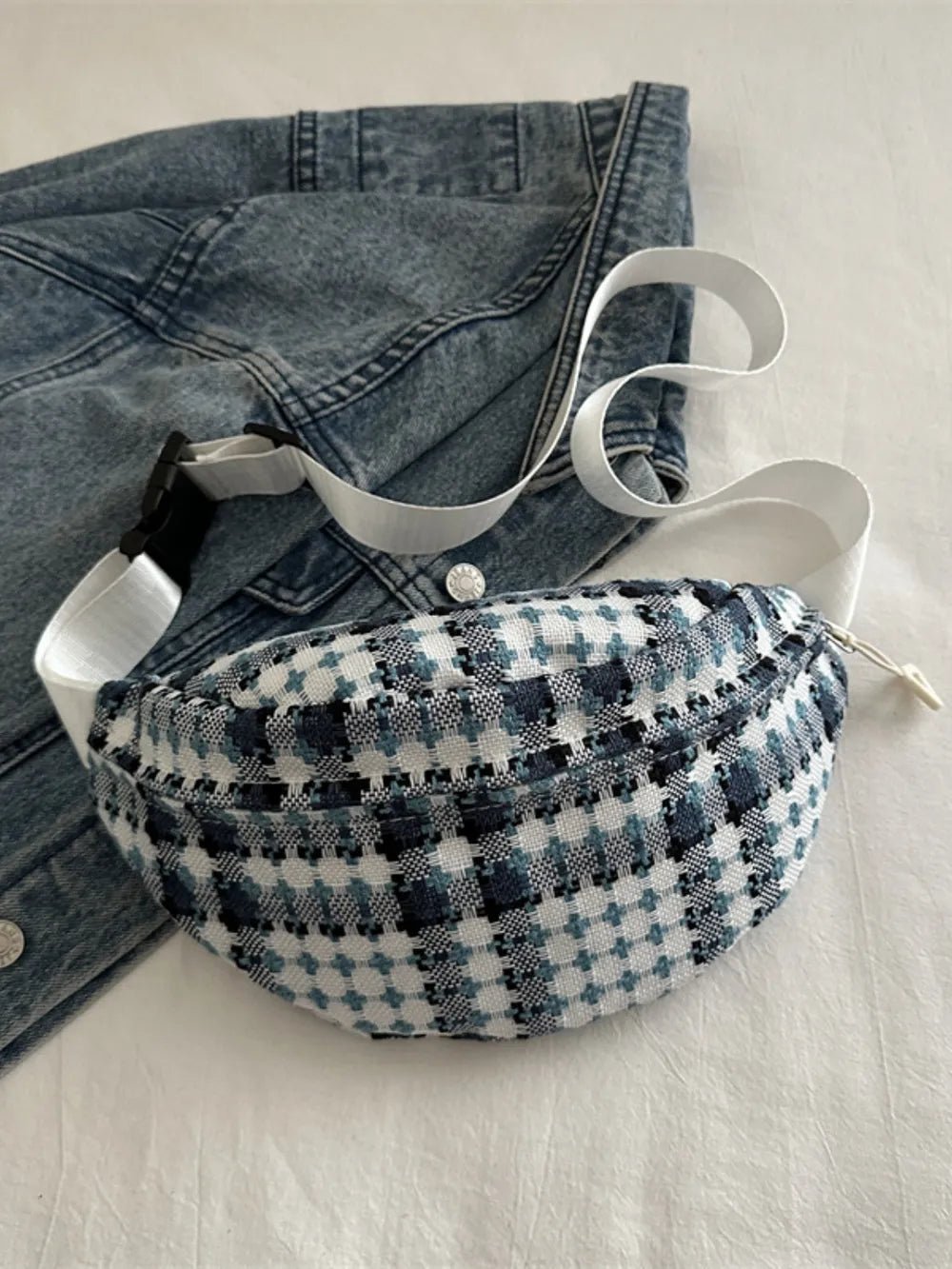 Plaid Wide Strap Crossbody BagBag
