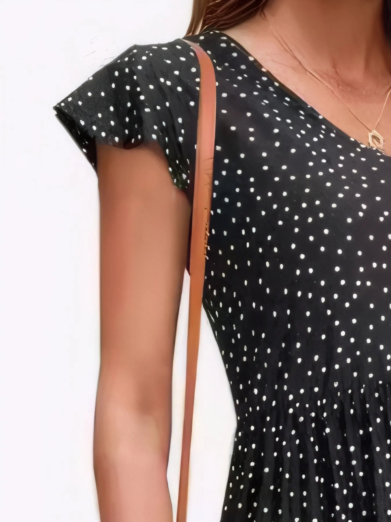 Polka Dot Ruffle Sleeve V - Neck Mini Dress