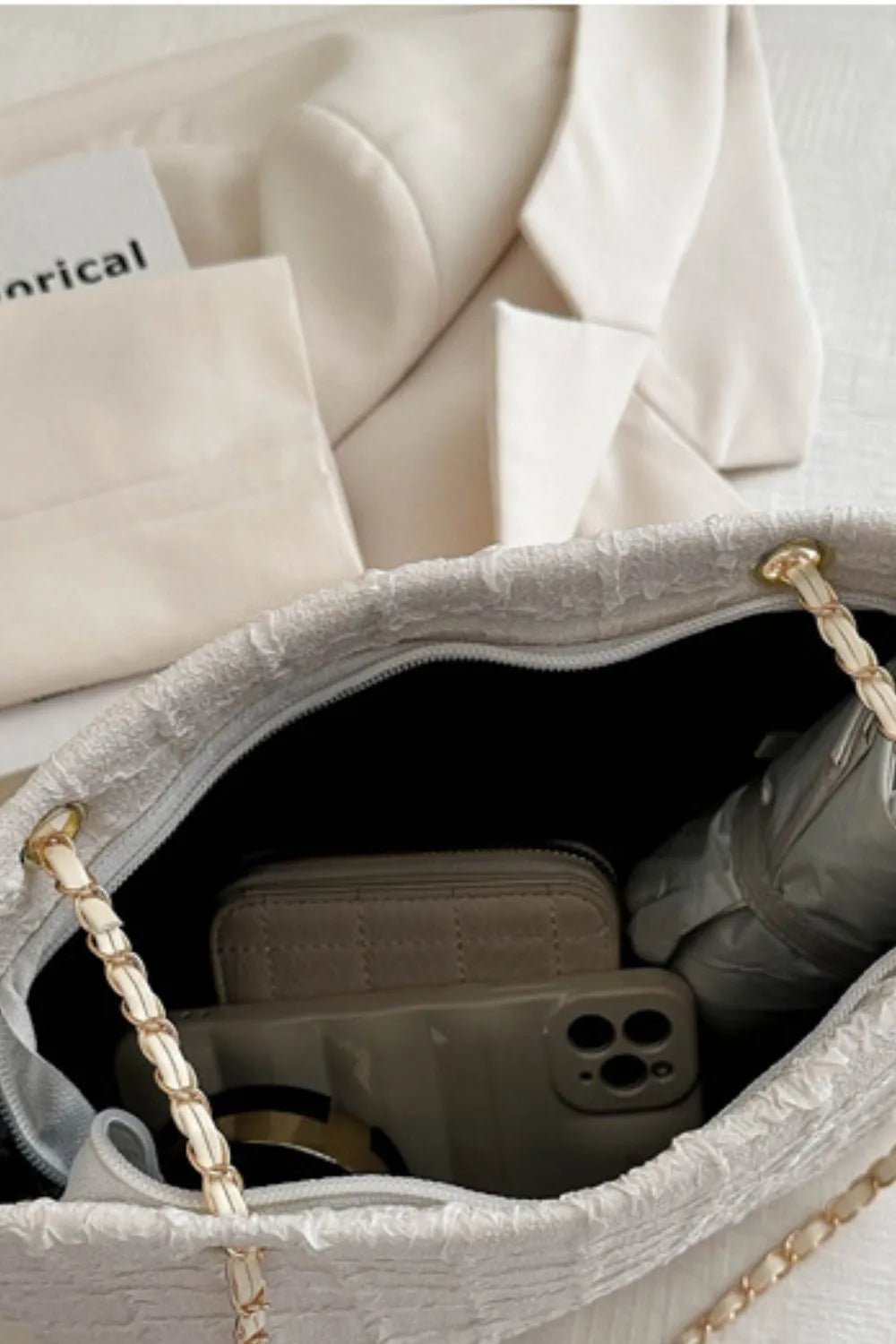 Polyester Texture Chain Tote bagBag