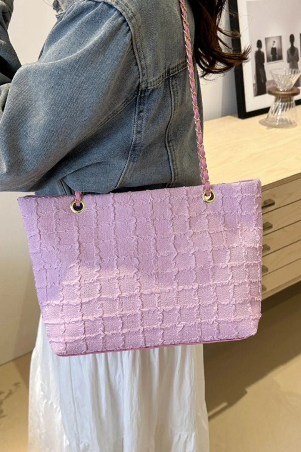 Polyester Texture Chain Tote bagBag