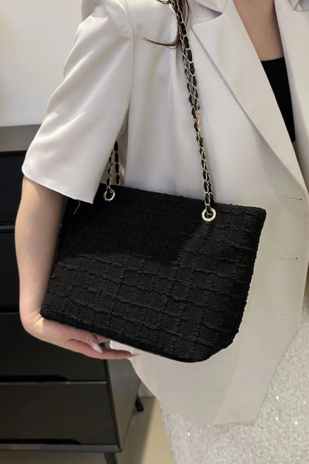 Polyester Texture Chain Tote bagBag