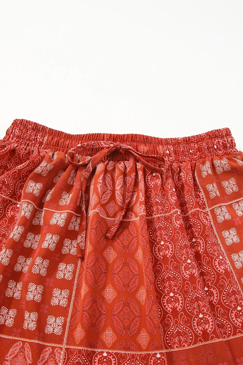 Printed Drawstring Midi Skirt