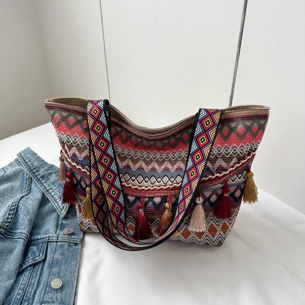 Printed Tassel Detail Tote BagBag