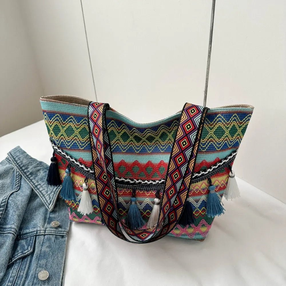 Printed Tassel Detail Tote BagBag