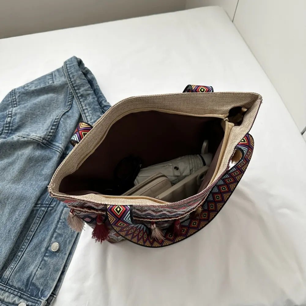 Printed Tassel Detail Tote BagBag
