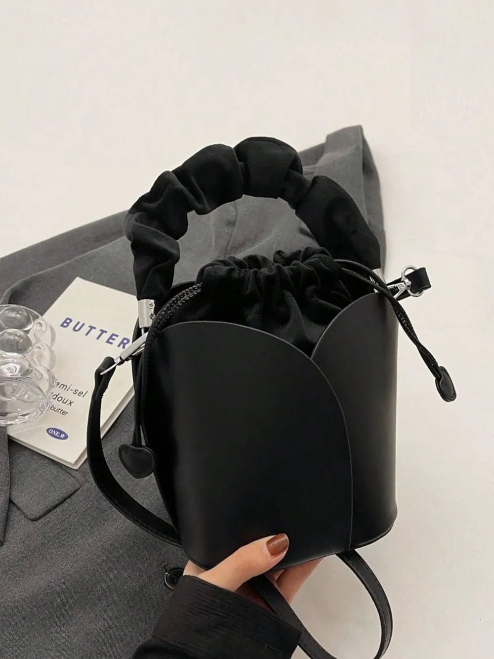PU Leather Drawstring Bucket BagBag