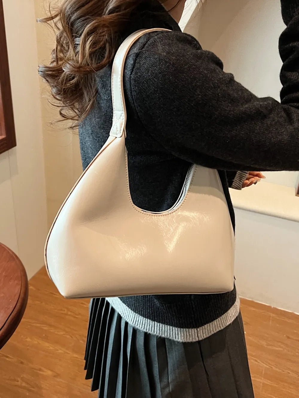 PU Leather Shoulder Bag with ZipBag