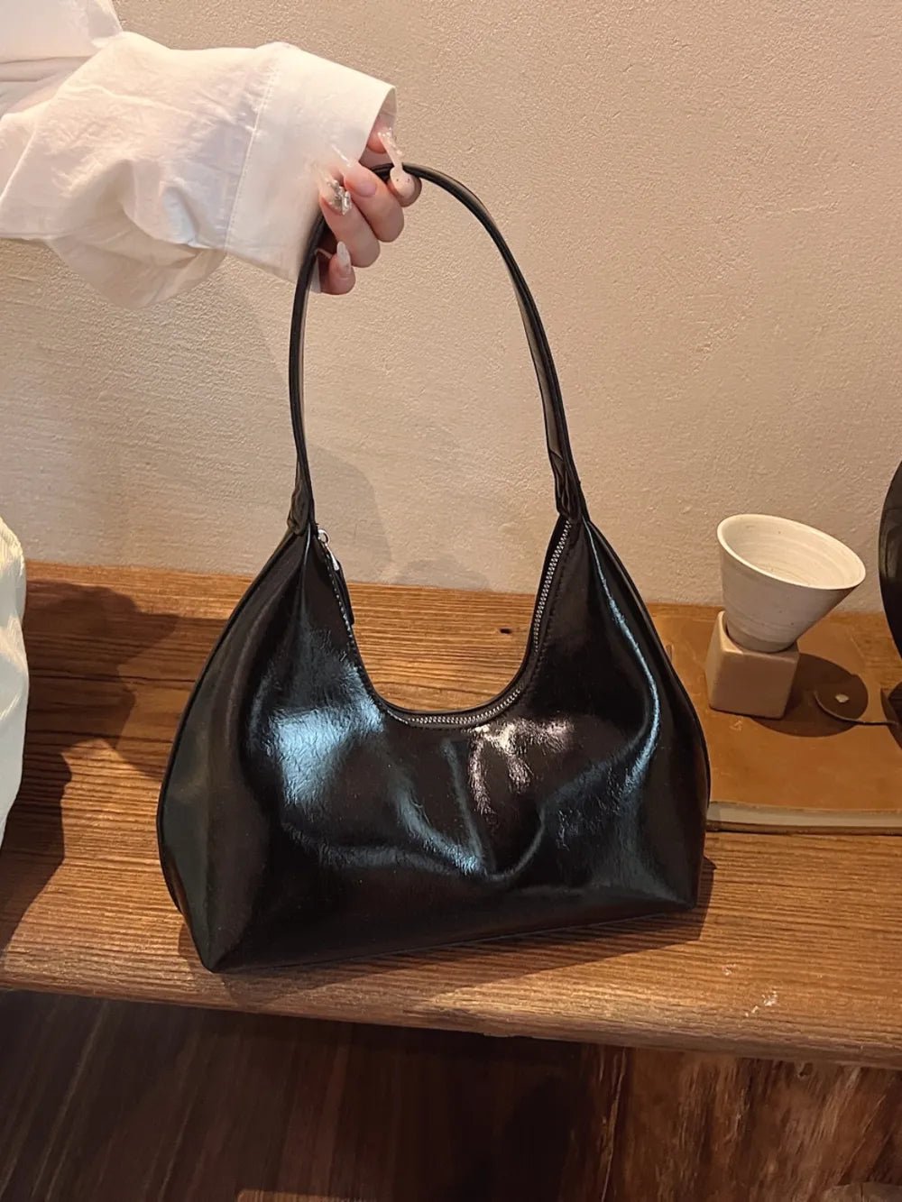 PU Leather Shoulder Bag with ZipBag