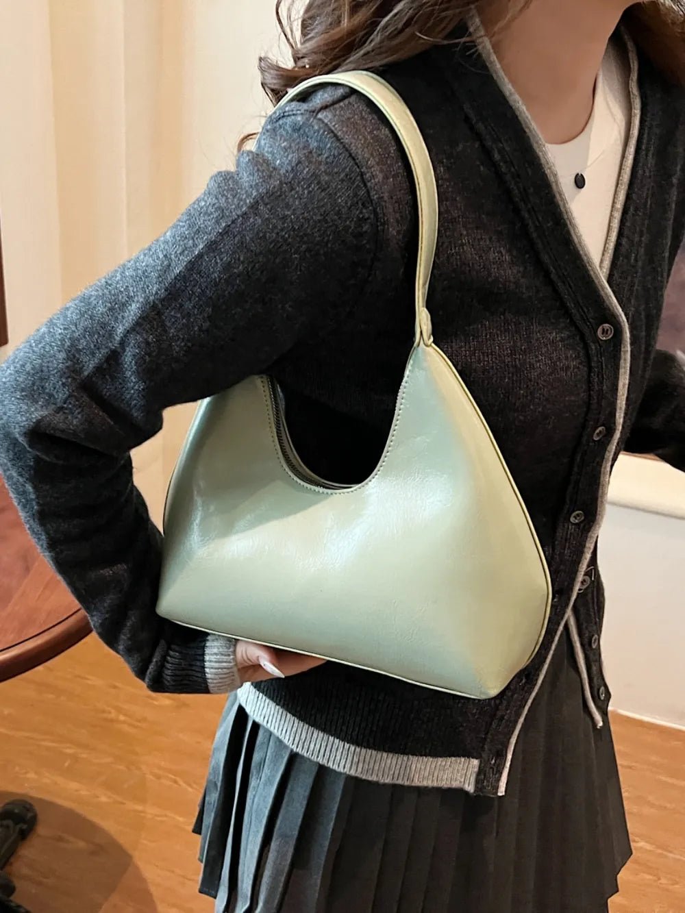 PU Leather Shoulder Bag with ZipBag