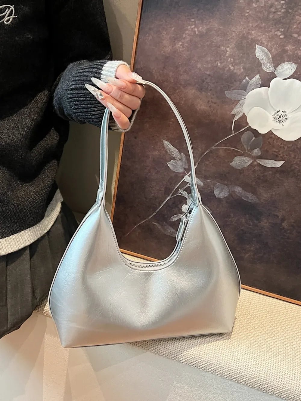 PU Leather Shoulder Bag with ZipBag