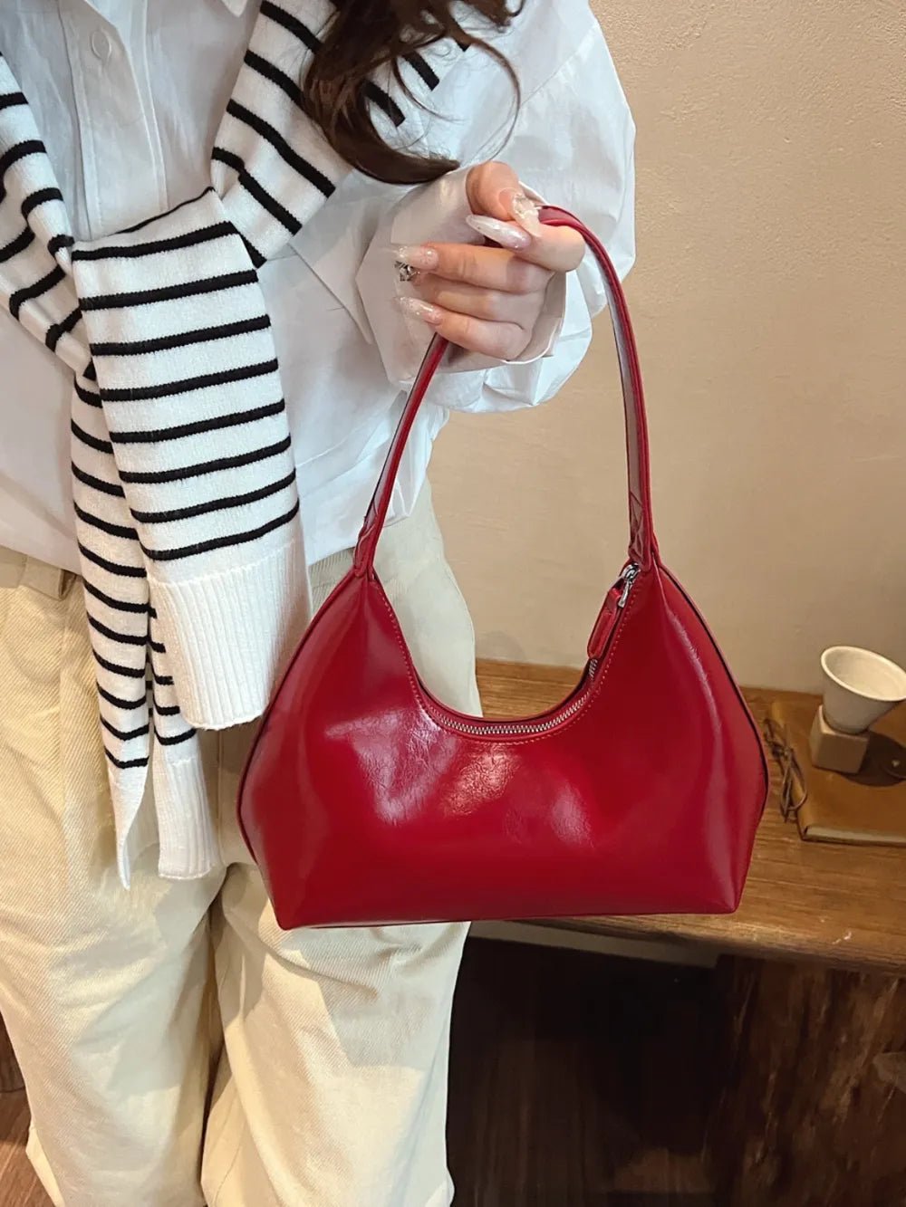 PU Leather Shoulder Bag with ZipBag