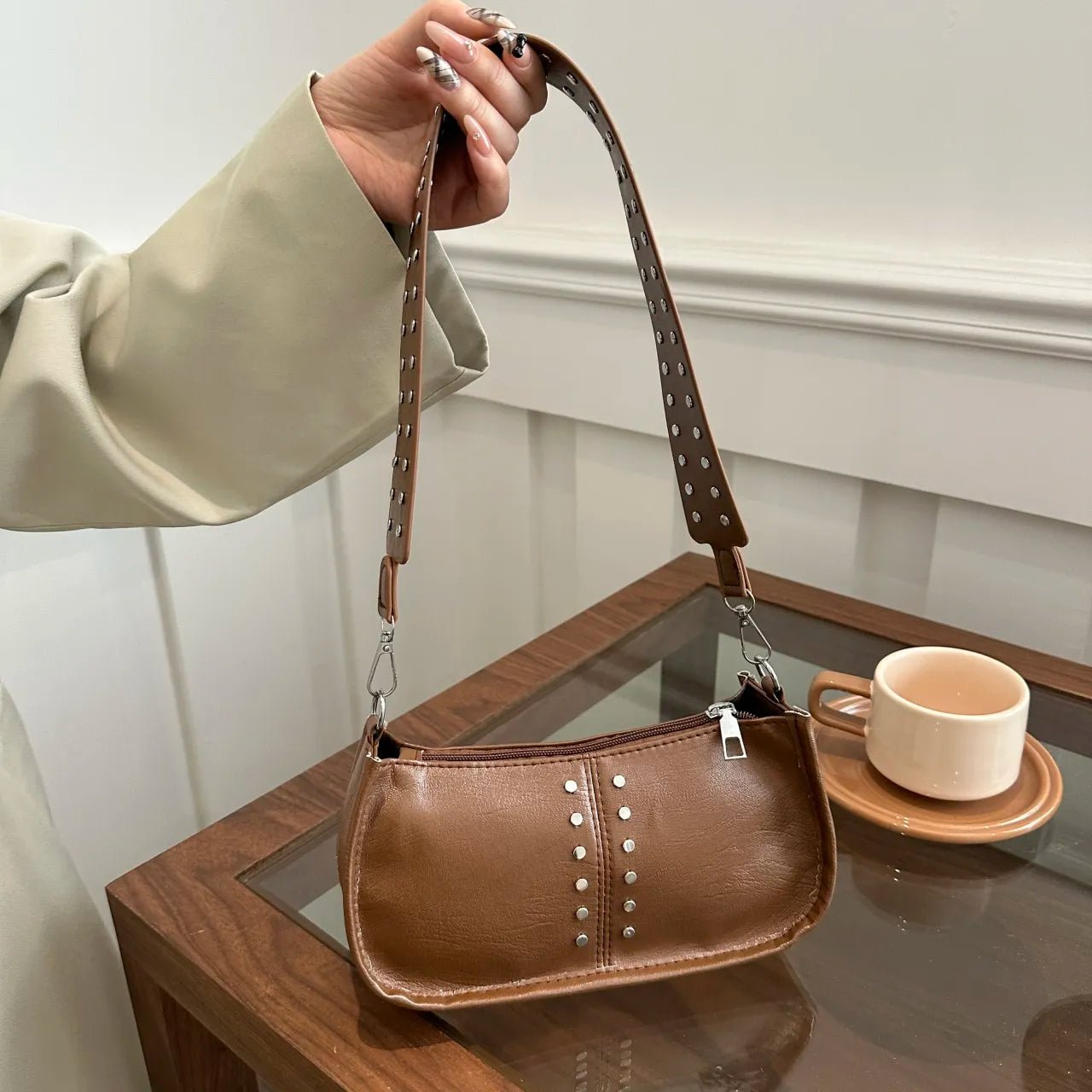 PU Leather Studded Shoulder BagBag