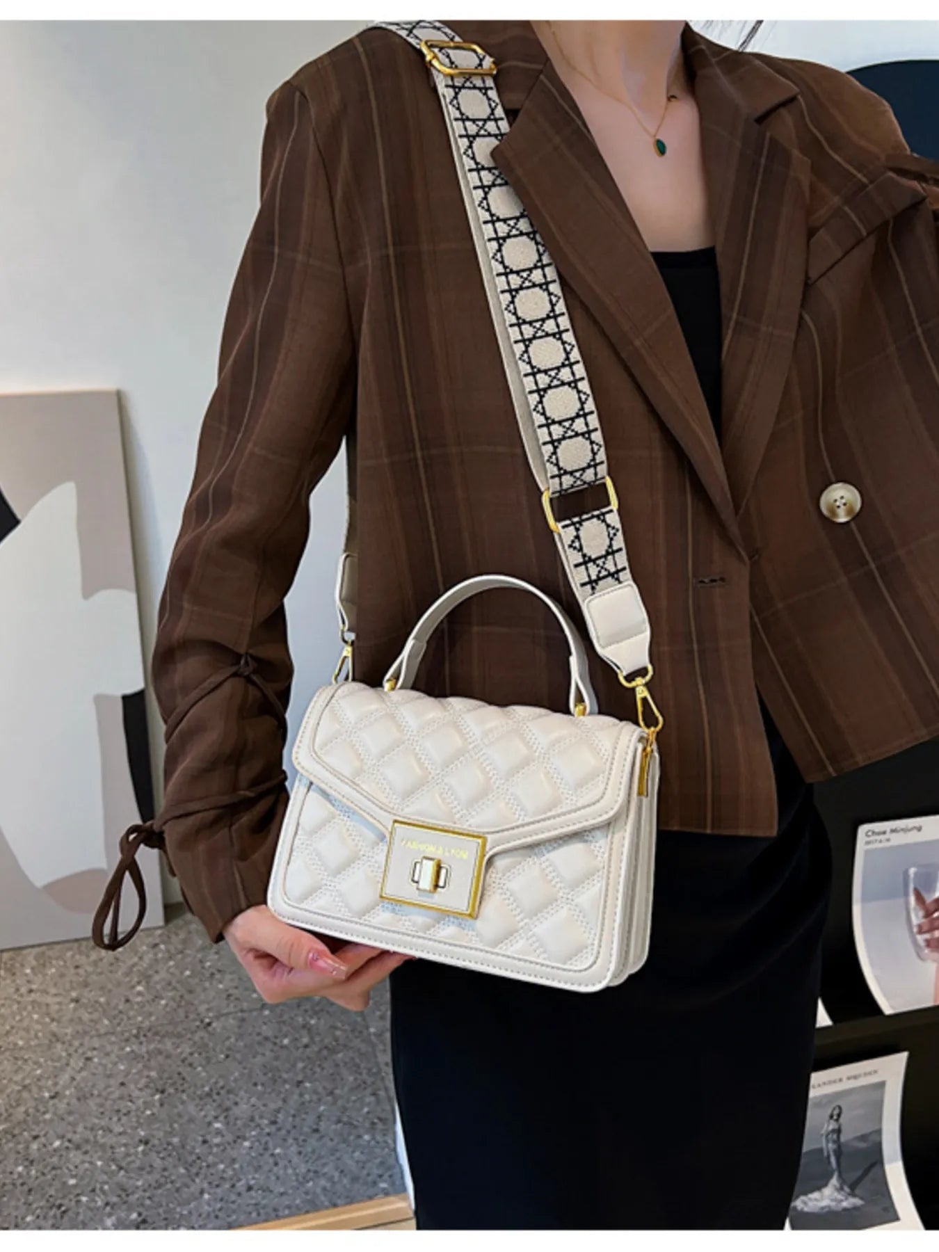 Quilted Adjustable Strap Shoulder Bag