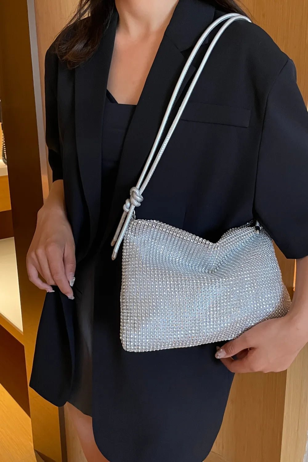 Rhinestone Knotted Strap Crossbody BagBag