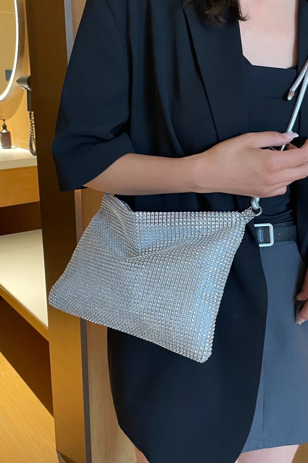 Rhinestone Knotted Strap Crossbody BagBag