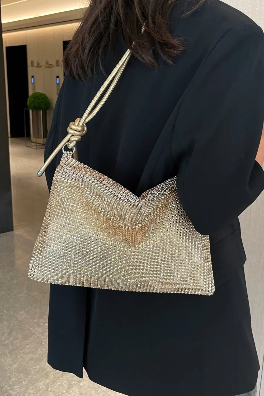 Rhinestone Knotted Strap Crossbody BagBag