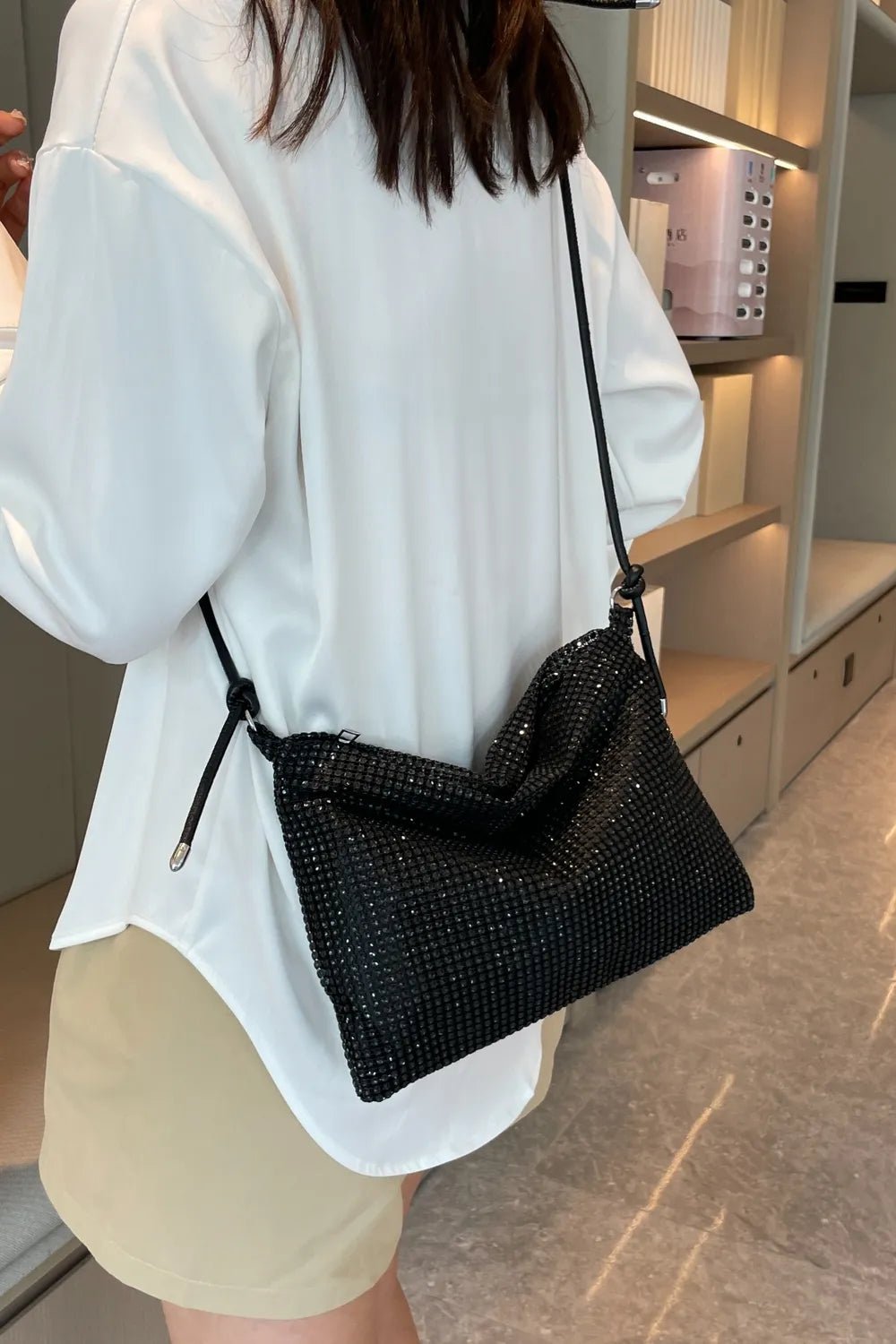Rhinestone Knotted Strap Crossbody BagBag