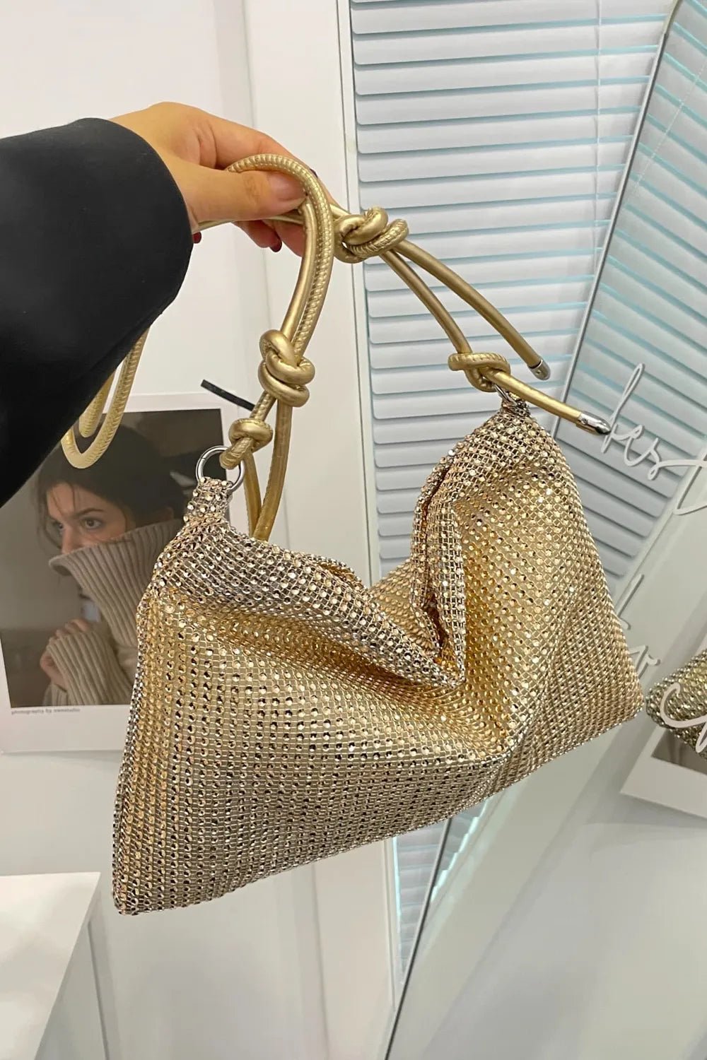 Rhinestone Knotted Strap Crossbody BagBag