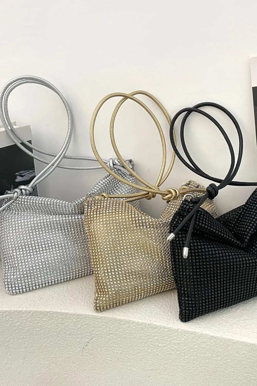 Rhinestone Knotted Strap Crossbody BagBag