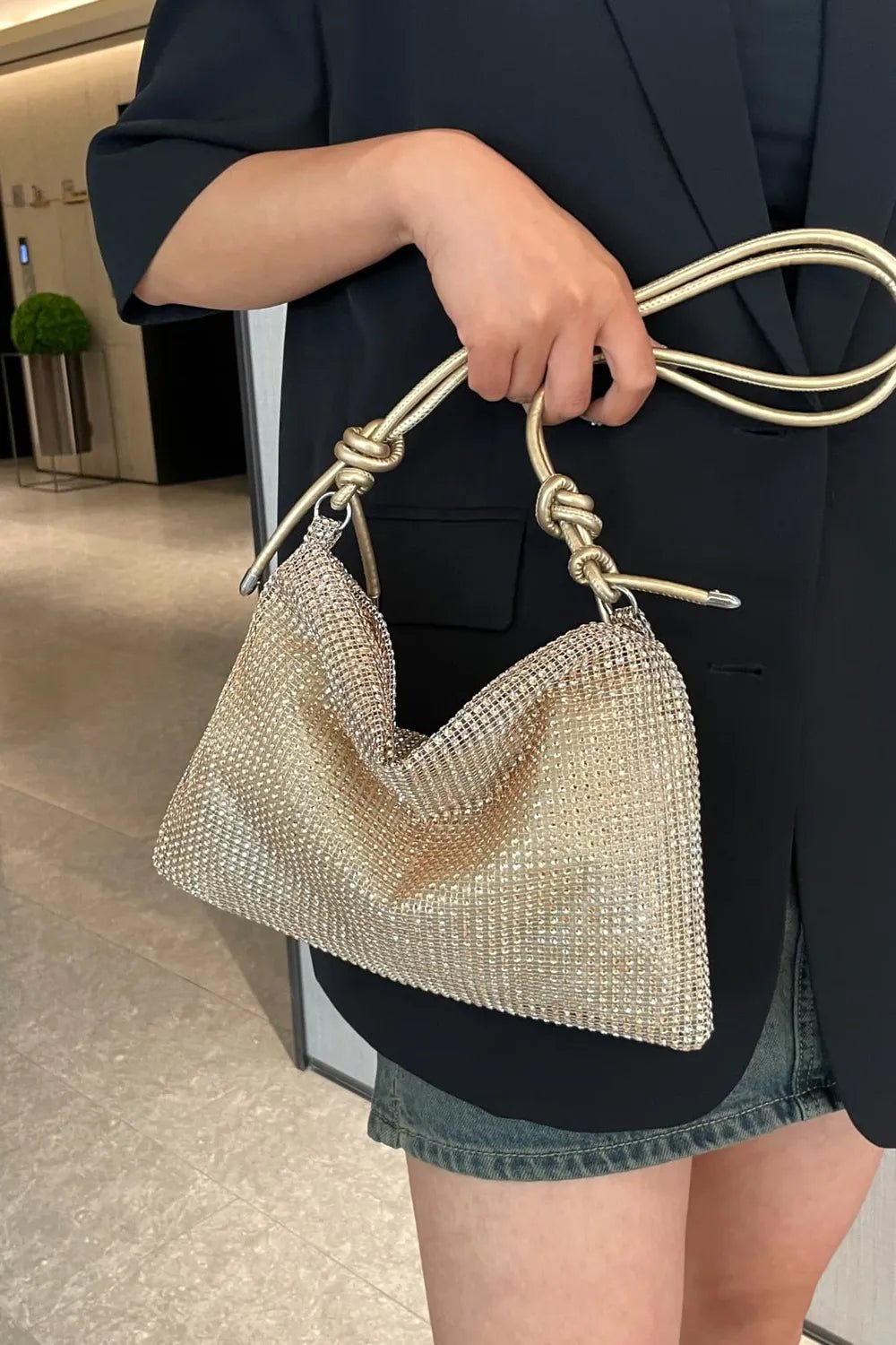 Rhinestone Knotted Strap Crossbody BagBag