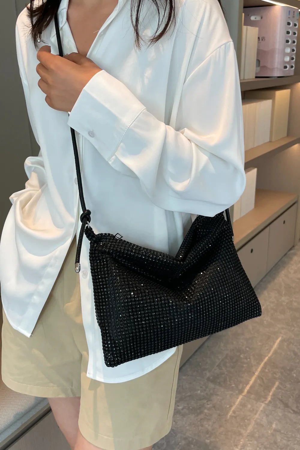 Rhinestone Knotted Strap Crossbody BagBag