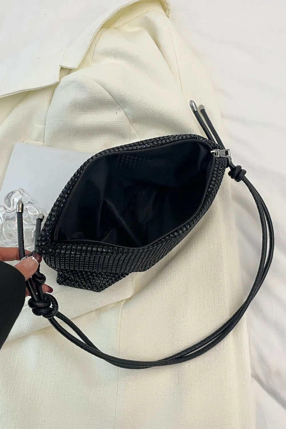 Rhinestone Knotted Strap Crossbody BagBag