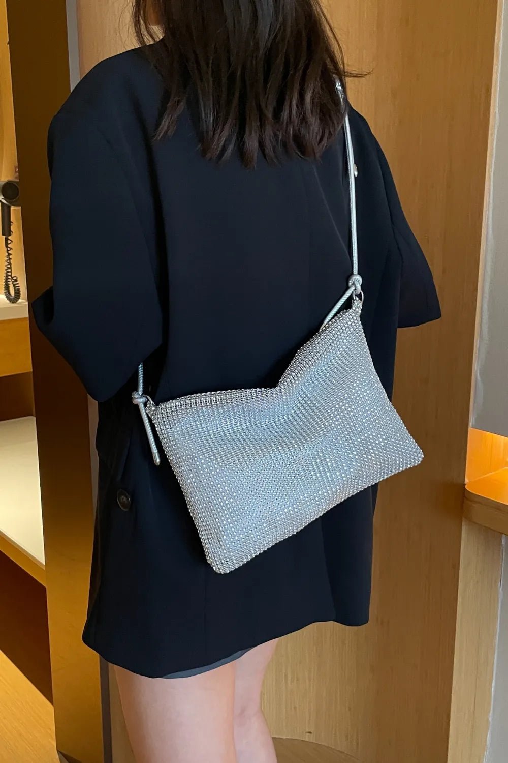 Rhinestone Knotted Strap Crossbody BagBag