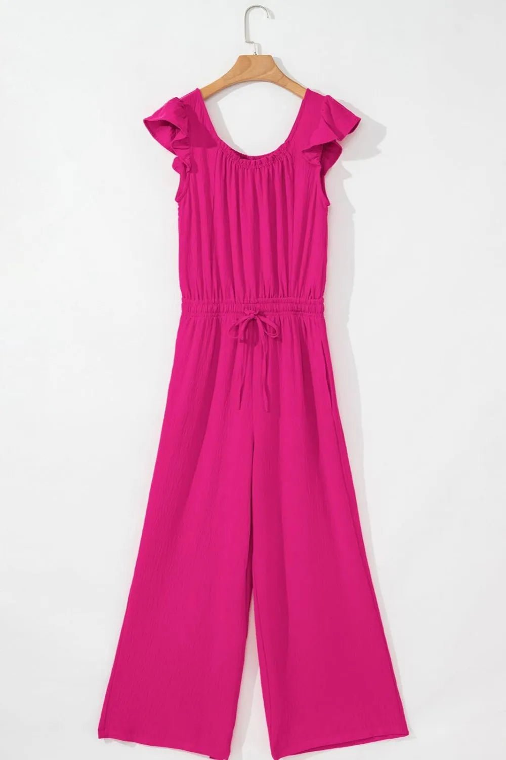 Ruffled Cap Sleeve Wide Leg Jumpsuit