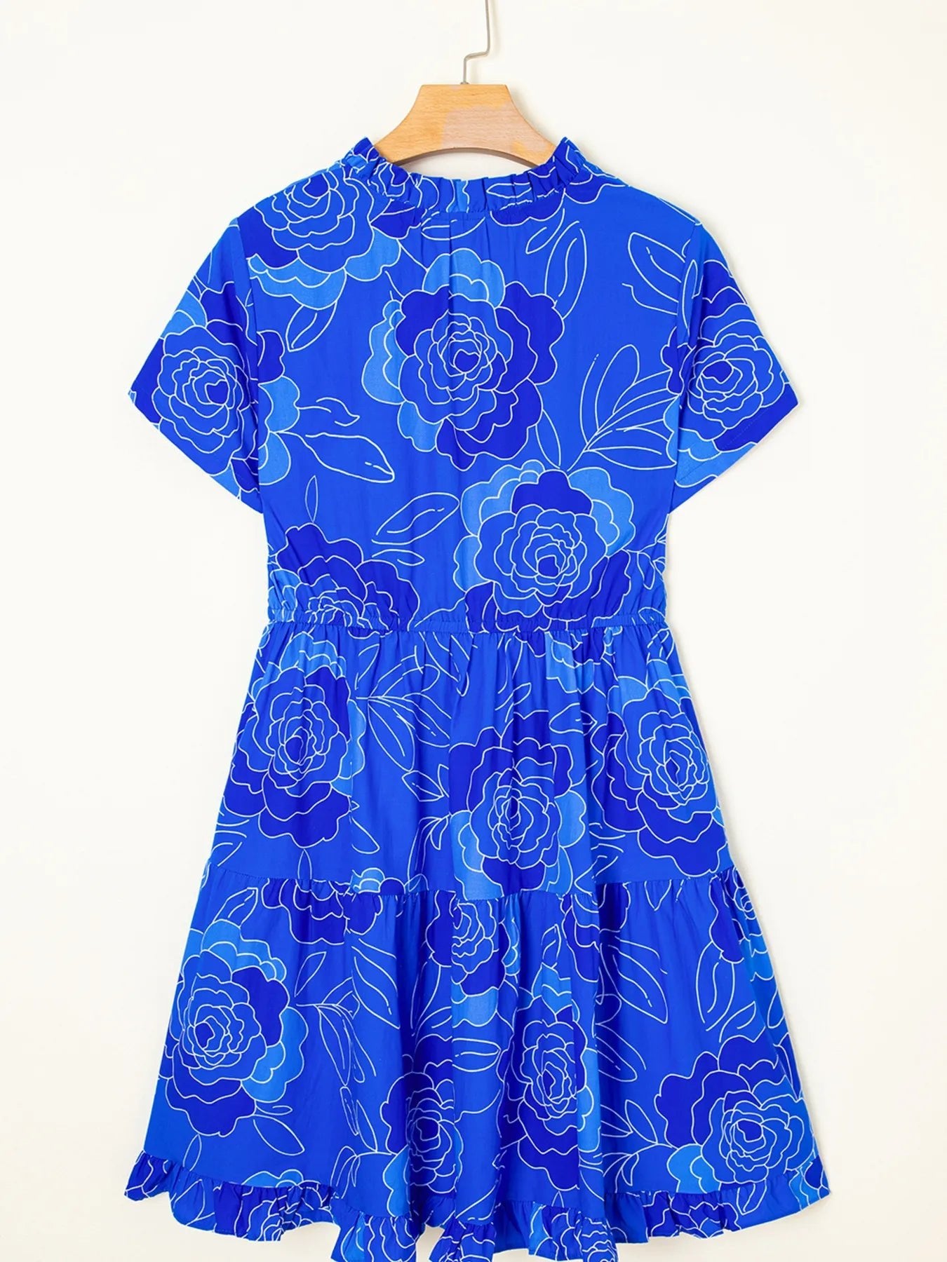 Ruffled Hem Short Sleeve Flowy Mini Dress