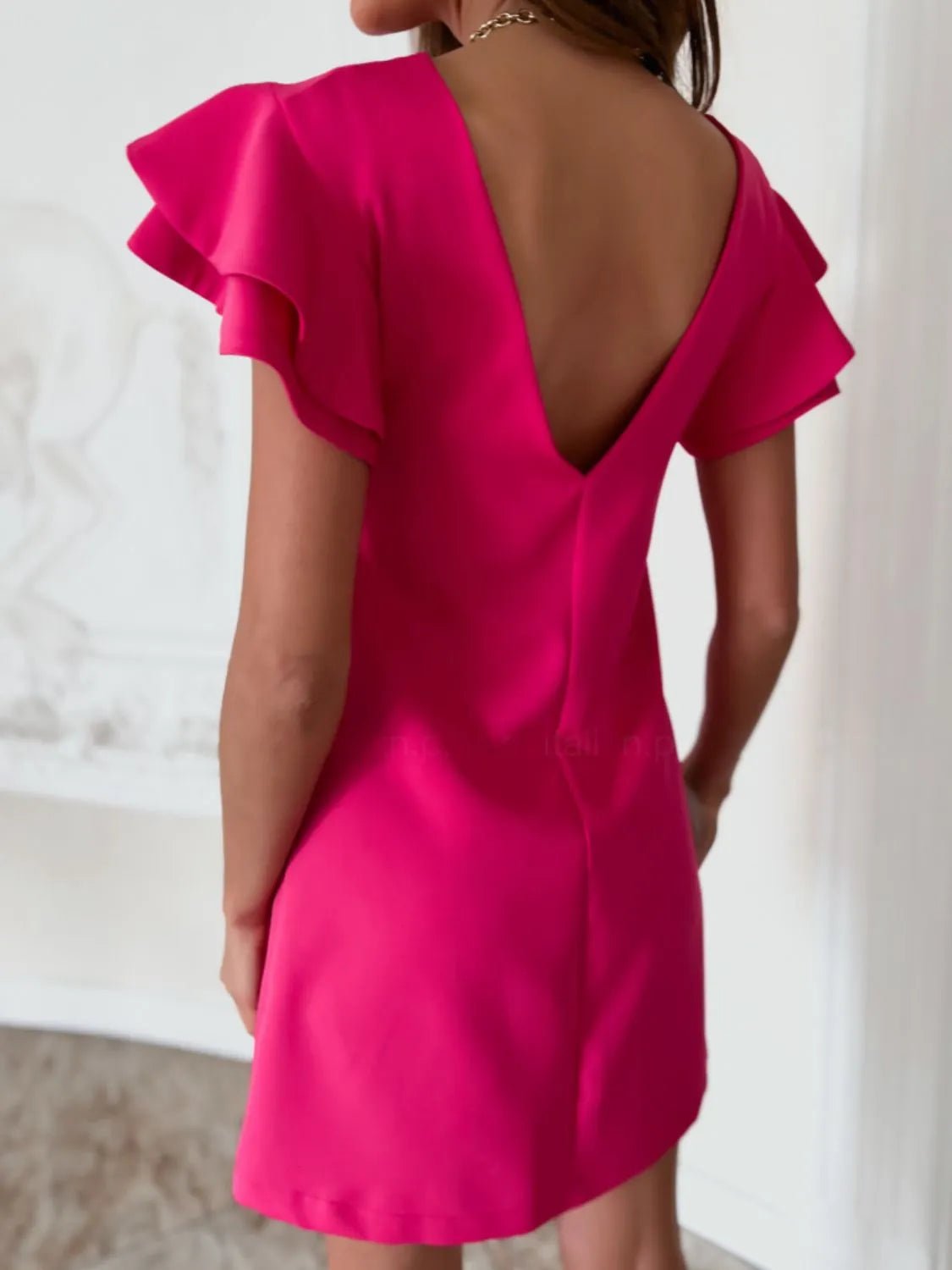 Ruffled Layered Short Sleeve Mini Dress