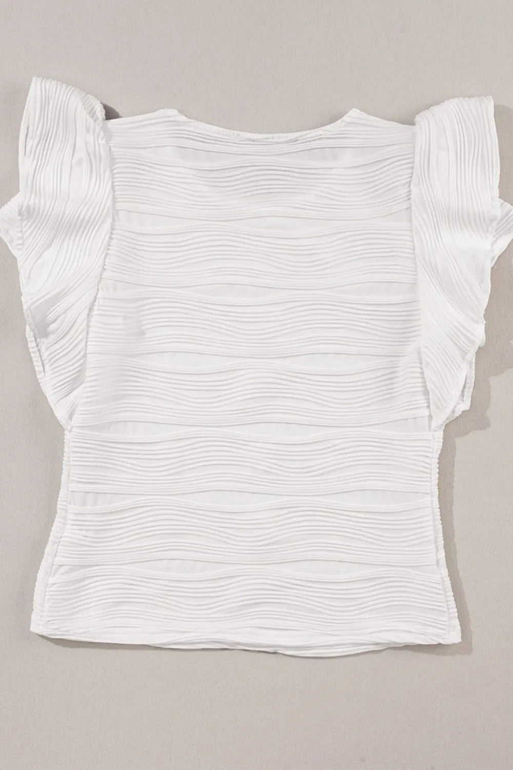 Ruffled Round Neck Textured Top