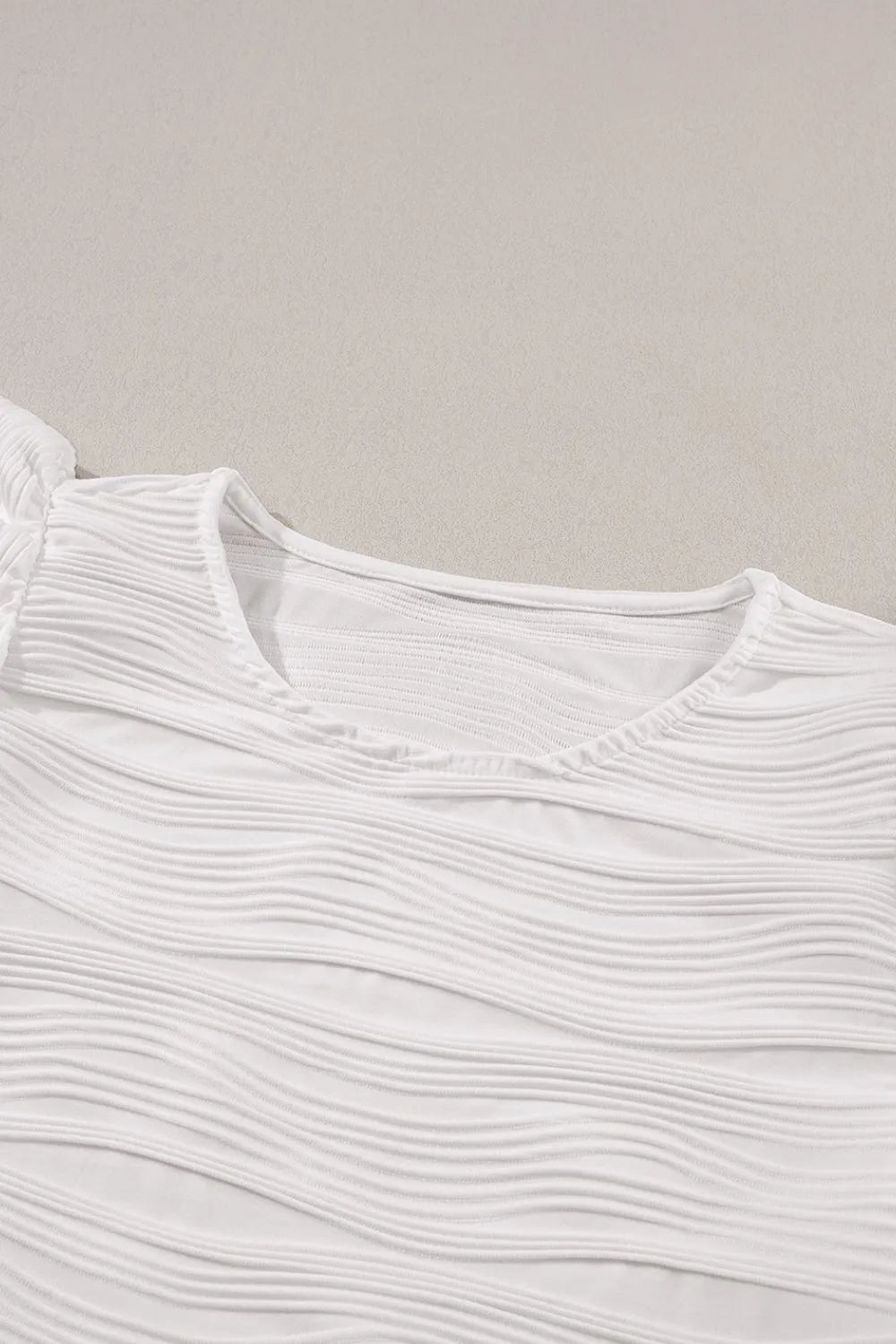 Ruffled Round Neck Textured Top