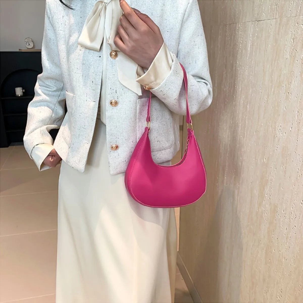 Solid Color Crescent Shoulder BagBag