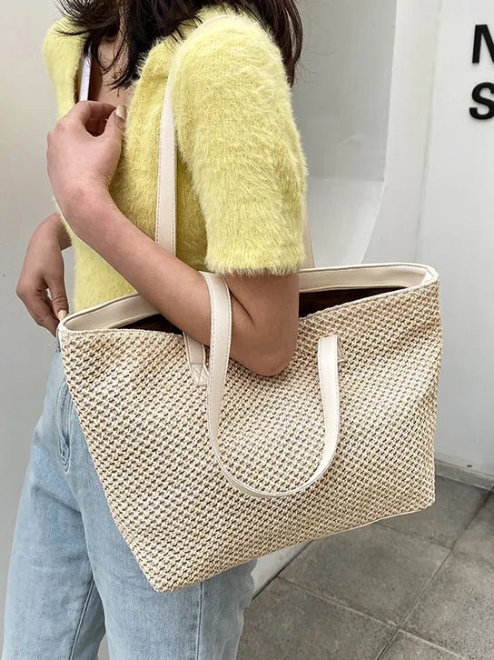 Solid Color Woven Tote BagBag