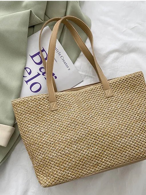 Solid Color Woven Tote BagBag