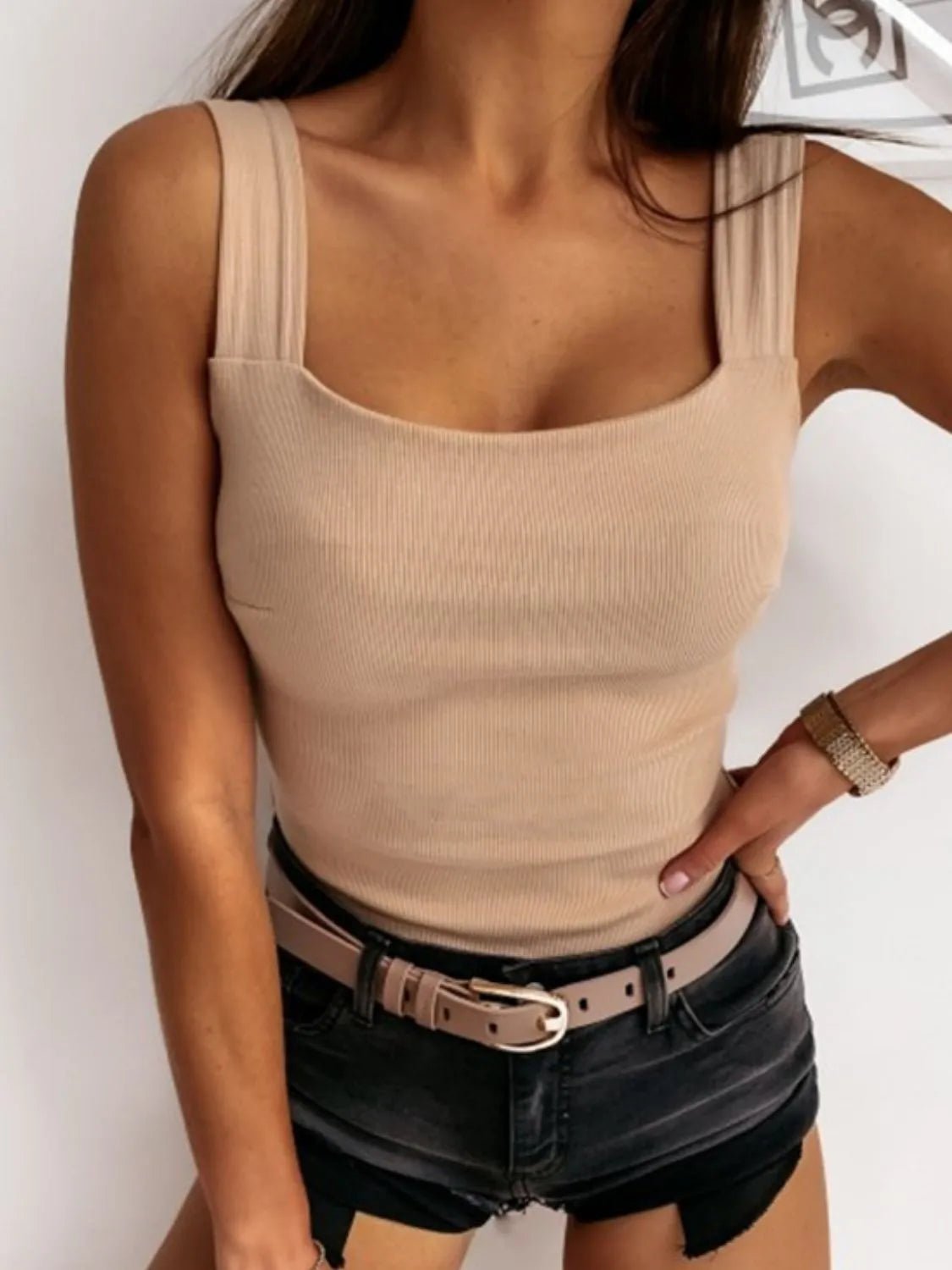 Square Neck Wide Strap Tank