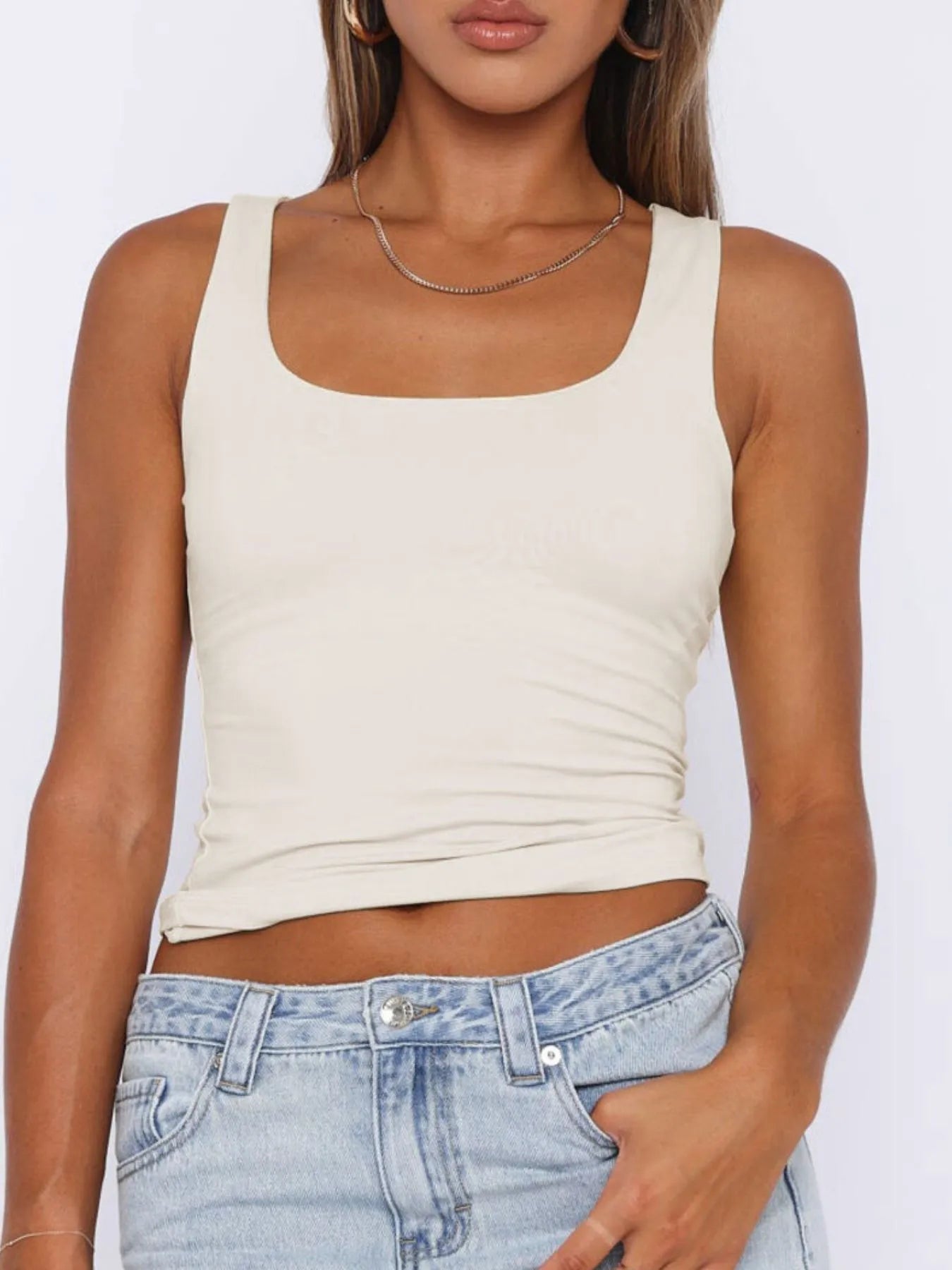 Square Neck Wide Strap Tank