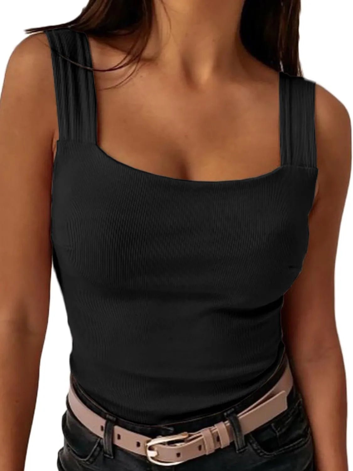 Square Neck Wide Strap Tank