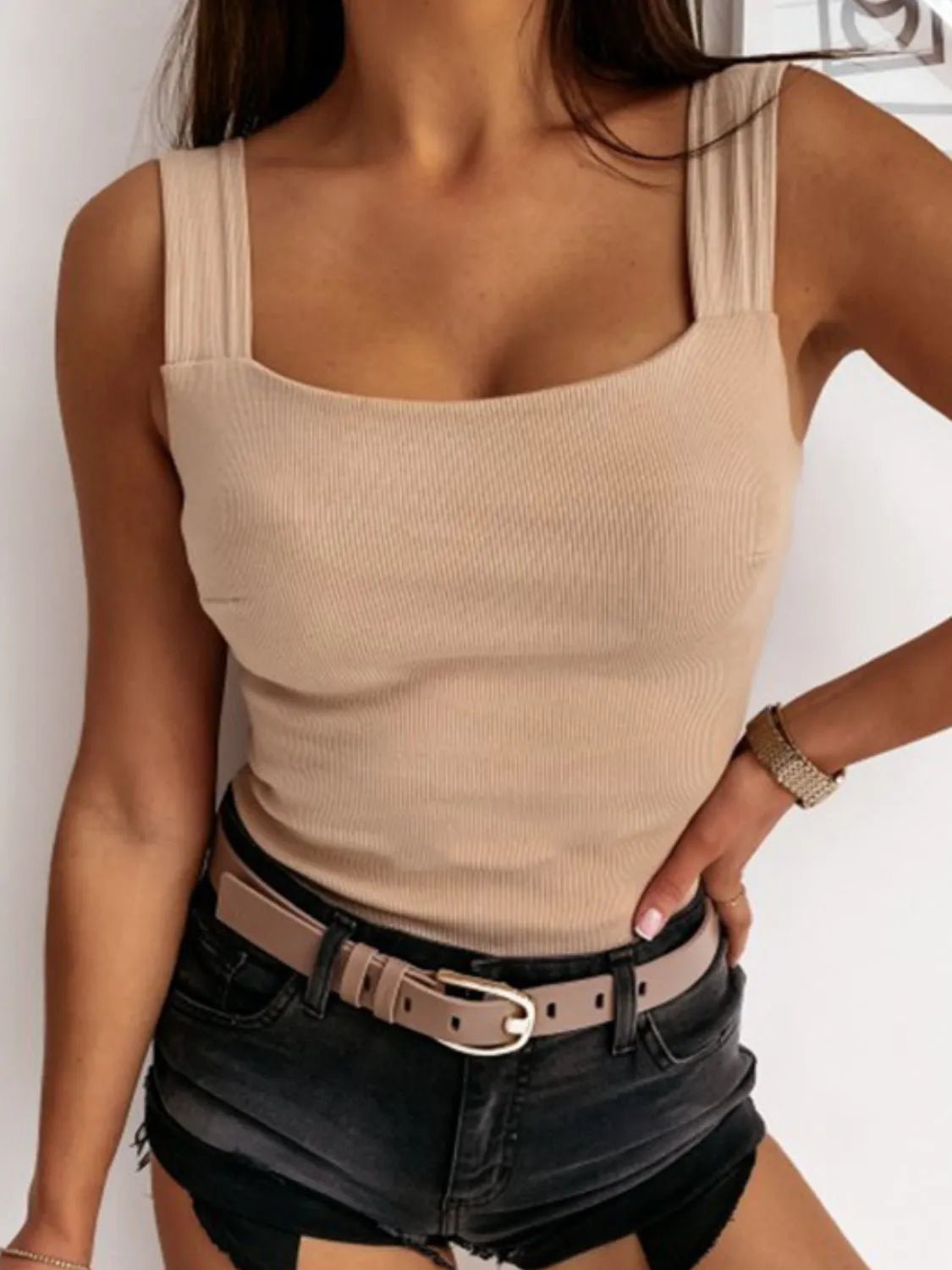 Square Neck Wide Strap Tank