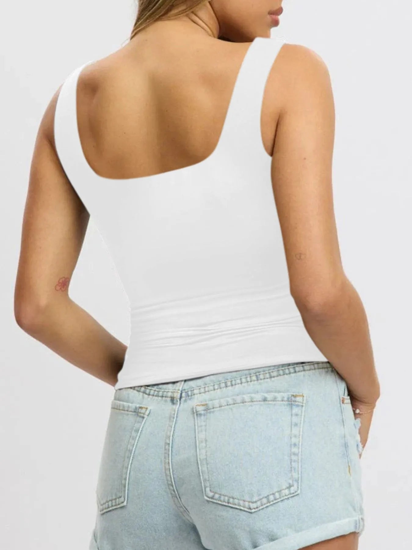 Square Neck Wide Strap Tank