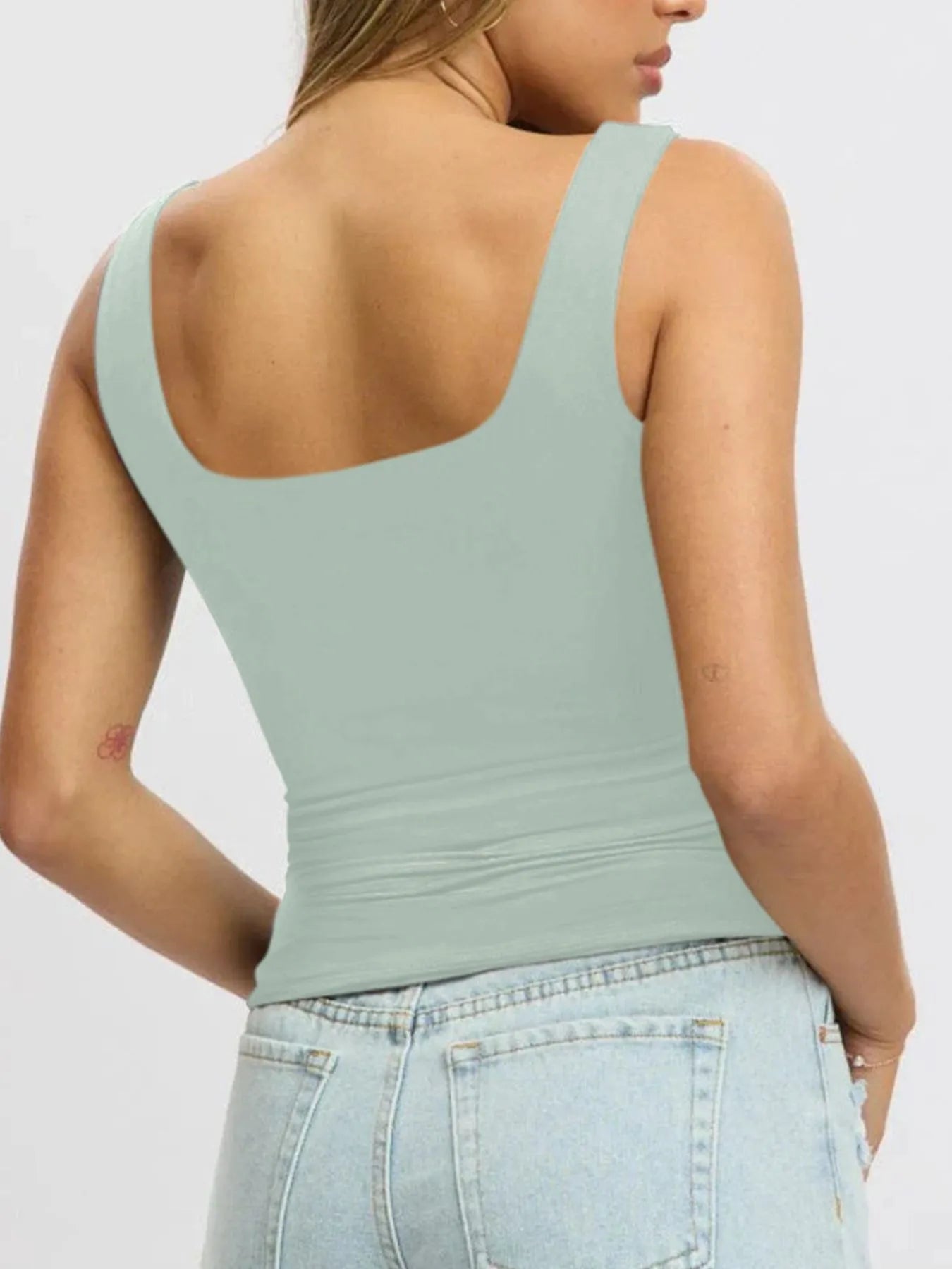 Square Neck Wide Strap Tank