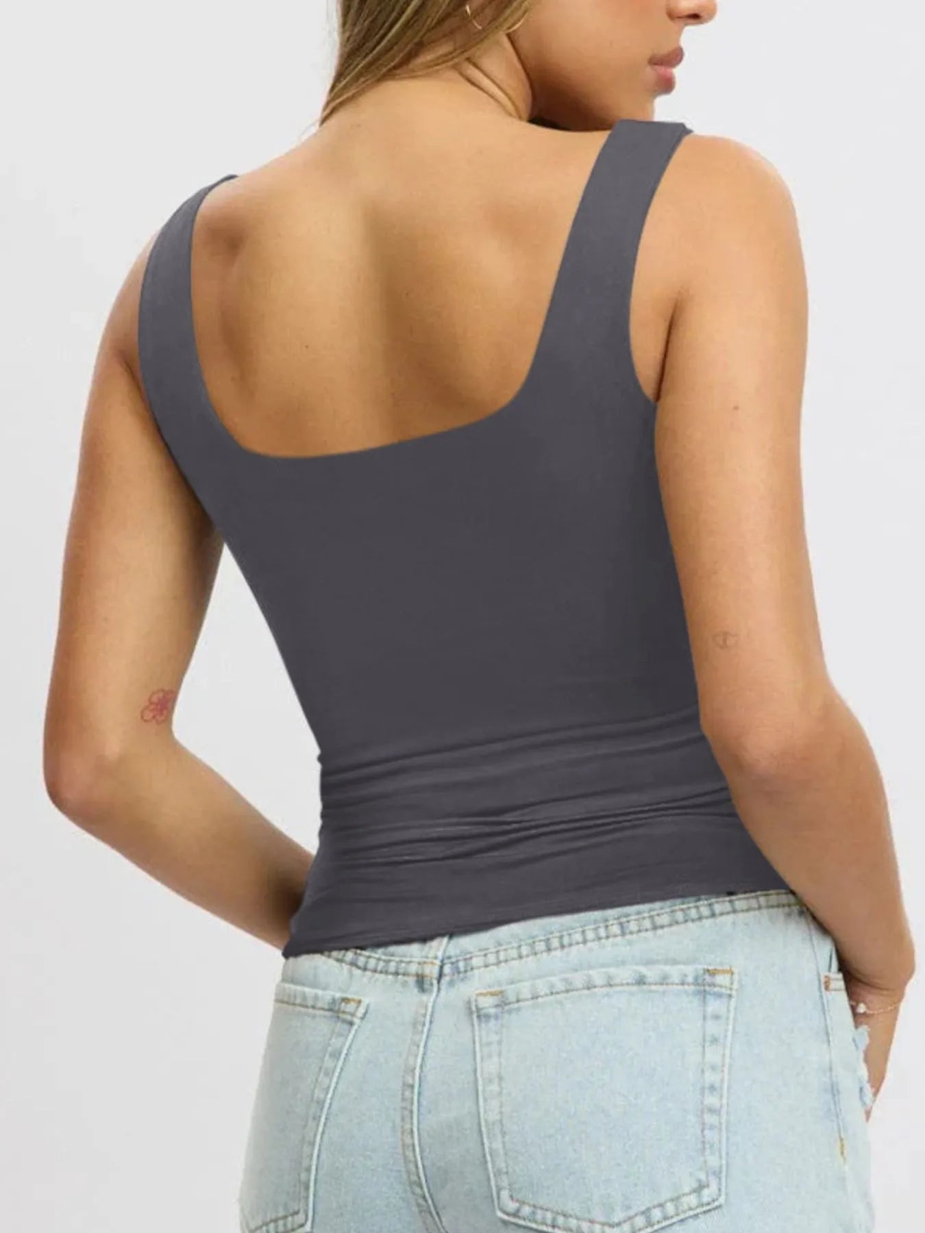 Square Neck Wide Strap Tank