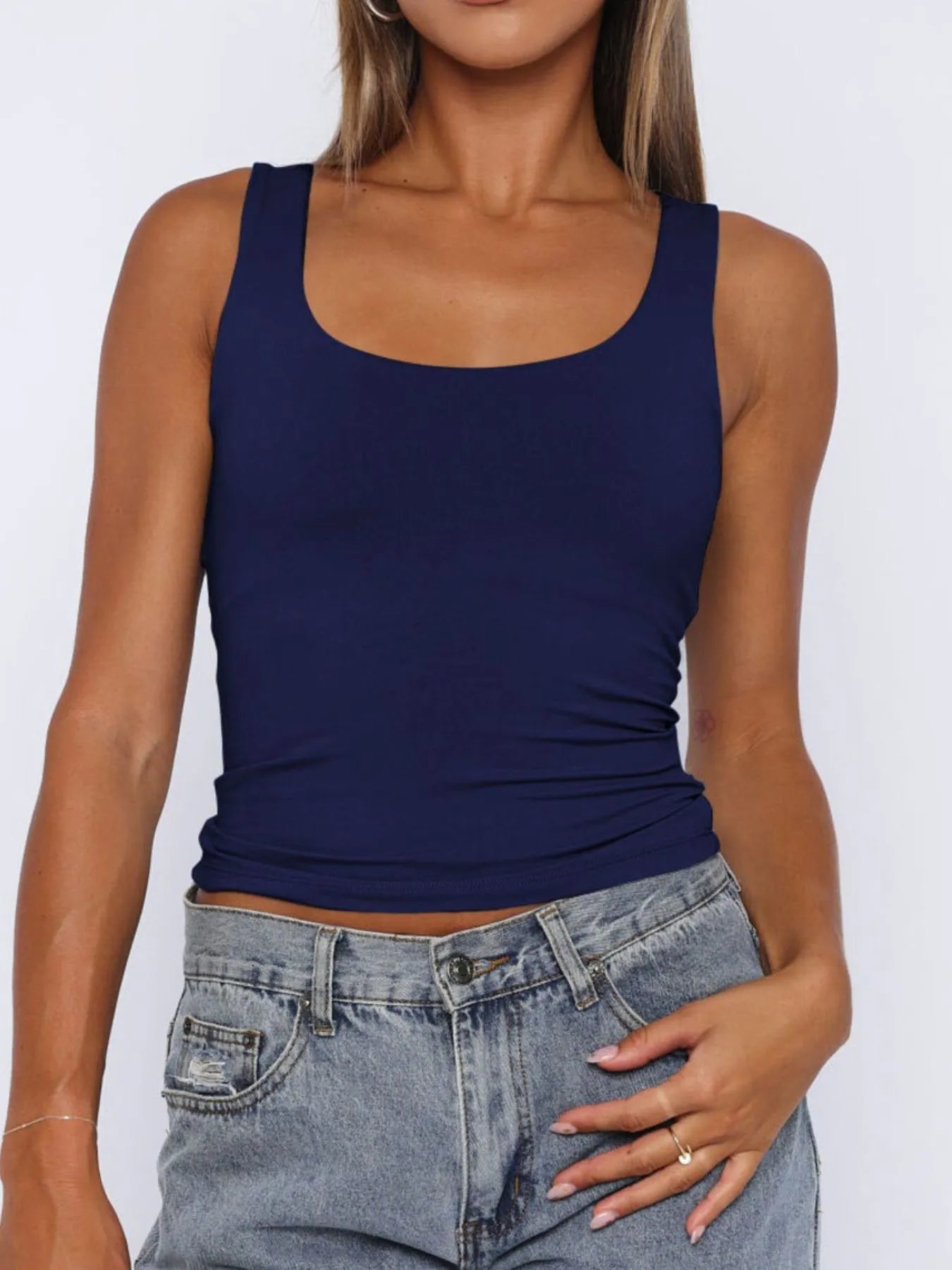 Square Neck Wide Strap Tank