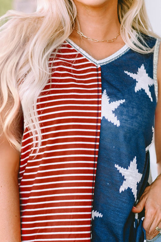 Star and Stripe V - Neck Tank