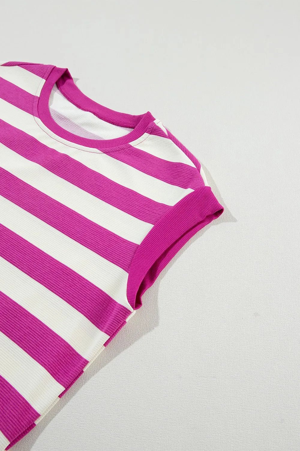 Stripe Cap Sleeve Pocketed Shift Tee Dress